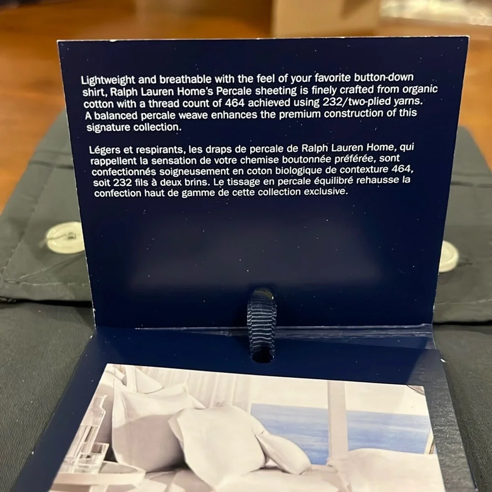Ralph Lauren RL Organic Cotton 464 Thread Count Percale 2 Standard Pillowcases